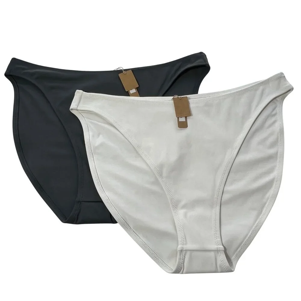 SKIMS Shaping Swim Dipped Bikini Bottom Lot of 2 Marble‎ Gunmetal 3X